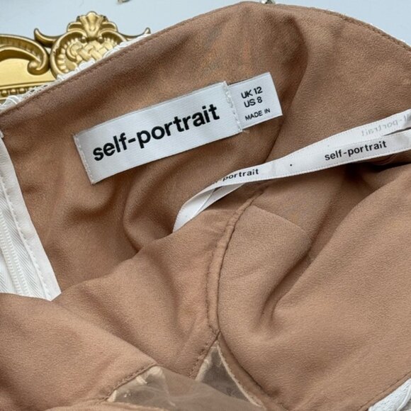 🆕 SELF-PORTRAIT 🧿 NWOT Crystal Trimmed White Fine Lace Maxi Dress, Sz US8 UK12 - Picture 13 of 16